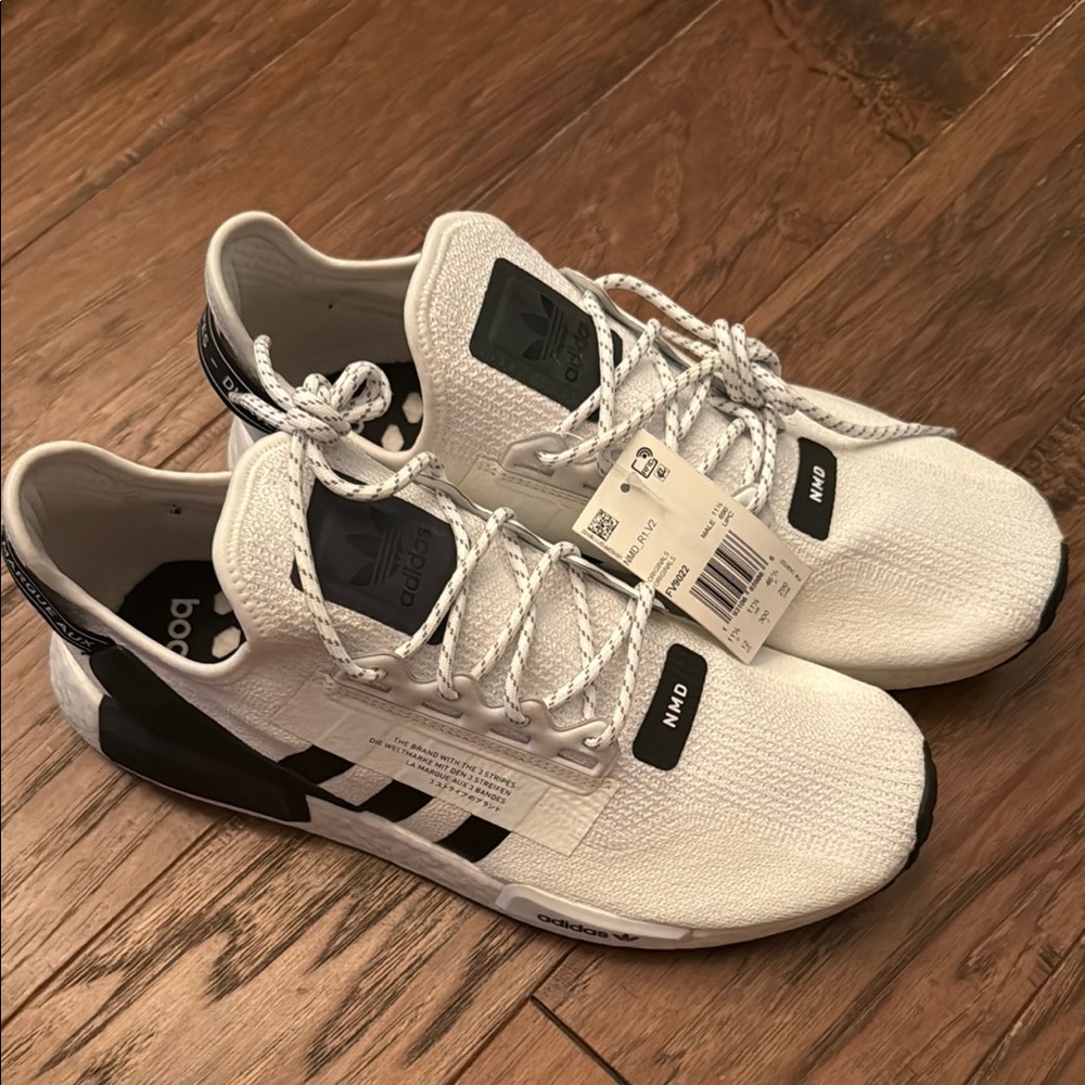 Adidas NMD R1 White and Black Men's Shoes